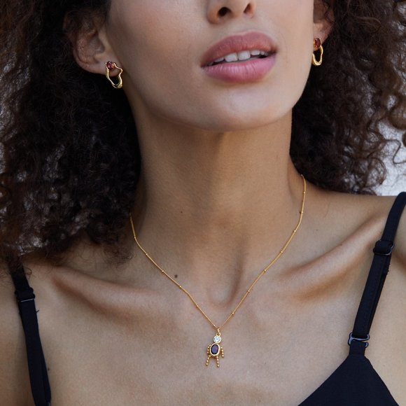 NEW 18K gold plated sterling silver earrings,natural red garnet,gemstone,stylish - Picture 11 of 13